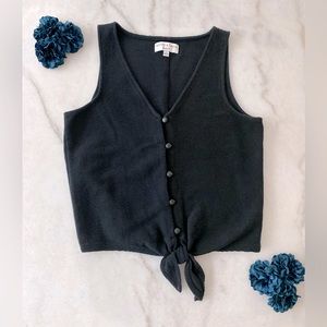 ❌SOLD❌ Madewell Texture & Thread Black Button Down Front Tie Tank Top